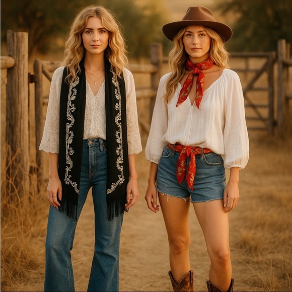 Vintage April Cornell scarves x2 bundle lot - Picture 5 of 5